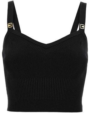 Elisabetta Franchi Ribbed Knit Top - Black