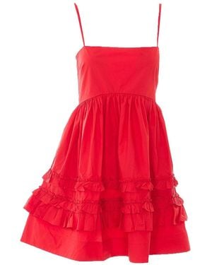 Ganni Mini Frill Dress - Red
