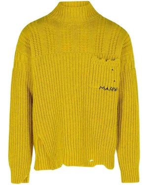 Marni Mustard Virgin Wool Turtleneck Jumper - Yellow