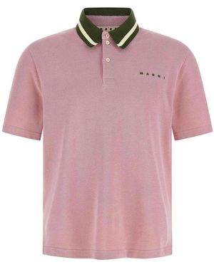 Marni Piqu Cotton Polo Shirt - Pink