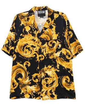 Versace Jeans Couture Baroque Print Shirt With Chest Pocket - Yellow