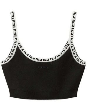 Versace Jacquard Crop Top - Black