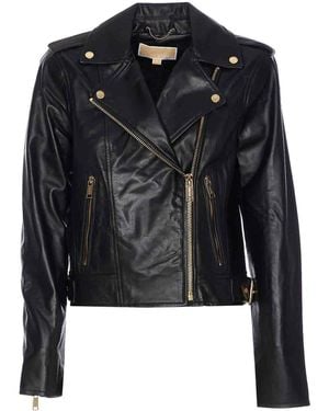 MICHAEL Michael Kors Leather Moto Jacket - Black