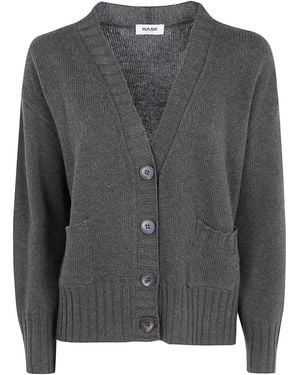 Base London V Neck Cardigan Jumper - Grey