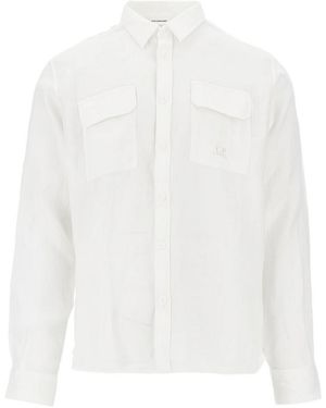 C.P. Company Linen Long-Sleeved Shirt - White