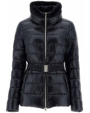 Herno Claudia Down Jacket With Faux Fur Collar - Black