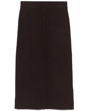 Victoria Beckham Button-Detail Midi Skirt - Black