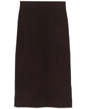 Victoria Beckham Button-Detail Midi Skirt - Black