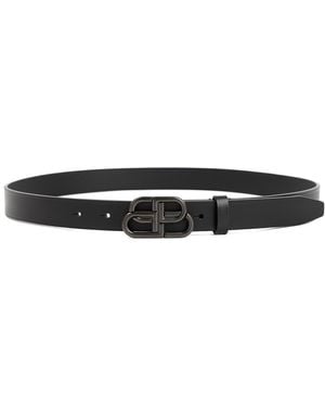 Balenciaga Leather Bb Belt - White
