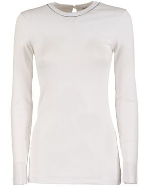 Brunello Cucinelli Monili Detailed Crewneck T-Shirt - White