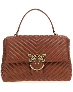 Pinko Big Lady Love Bag Puff Chevron Handbag - Brown