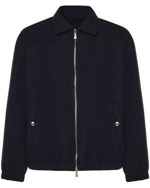 Eleventy Full-Zip Woolen Bomber Jacket - Blue