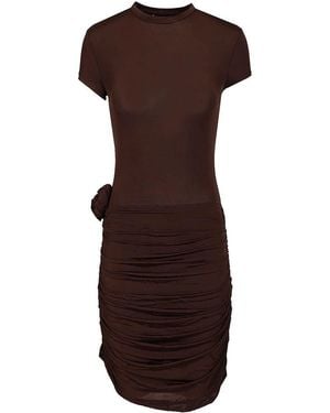 ROTATE BIRGER CHRISTENSEN Dark Draped Mini Dress - Brown