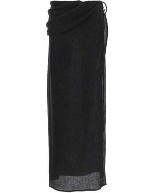 Magda Butrym 03' Long Skirt With Maxi Side Split - Black