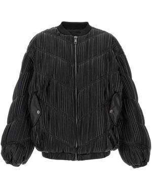 ROTATE BIRGER CHRISTENSEN Pleated Bomber Jacket - Black