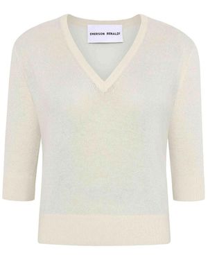 EMERSON RENALDI Deep V-Neck Jumper - White