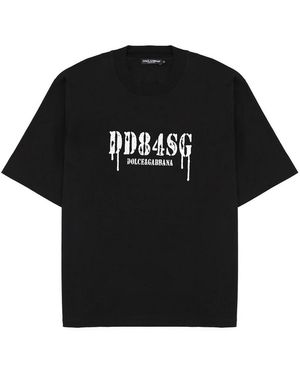 Dolce & Gabbana T-Shirt With Print And Logo - Black