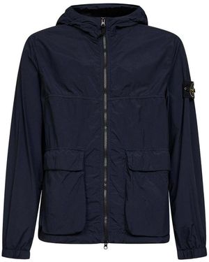 Stone Island Nylon Hooded Jacket - Blue