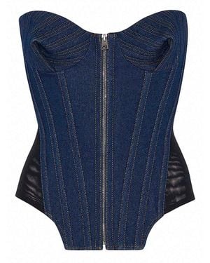 Jean Paul Gaultier The Bi-Material Denim Corset - Blue