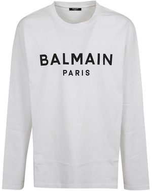 Balmain Ls Print T-Shirt - Grey