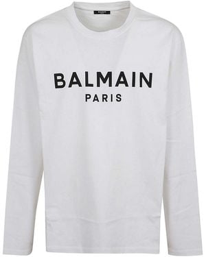Balmain Ls Print T-Shirt - Grey