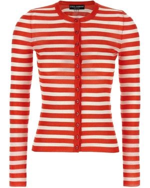 Dolce & Gabbana Striped Viscose Cardigan - Red
