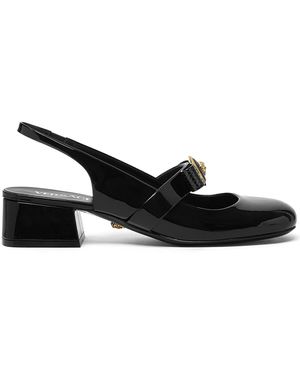 Versace Gianni Ribbon Patent Leather Pumps - Black