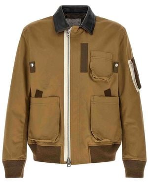 Sacai Leather Collar Blouson - Brown