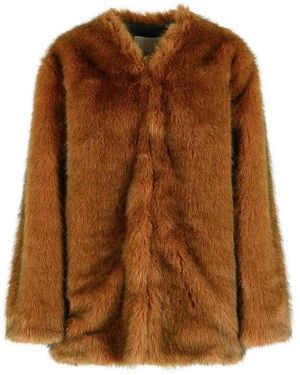 Isabel Marant 'Aglae' Polyester Faux Fur Coat - Brown