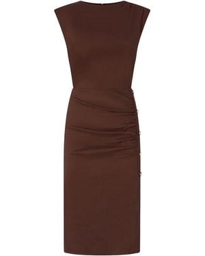 Pinko Sleeveless Ruched Midi Dress - Brown
