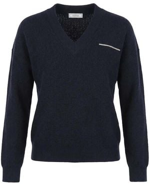 Peserico V-Neck Sweater - Blue