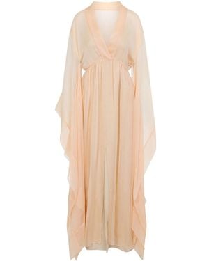 Alberta Ferretti Chiffon Long Dress - Natural