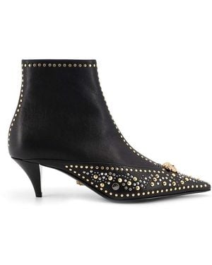 Versace Studded La Medusa Anke Boots - Black