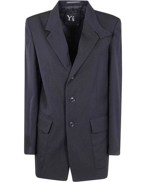 Y's Yohji Yamamoto Notched Lapel Gabardine Jacket - Blue