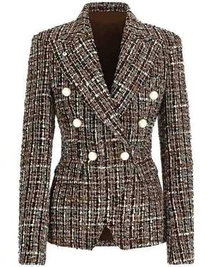 L.B.M. 1911 Ilaria Double-Breasted Boucl Tweed Jacket - Black