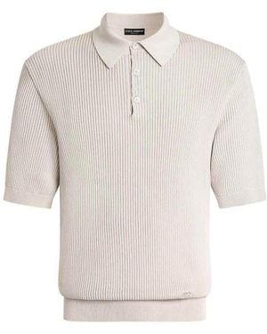 Dolce & Gabbana Ribbed Polo - White