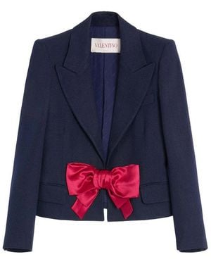 Valentino Bow Single-Breasted Jacket - Blue