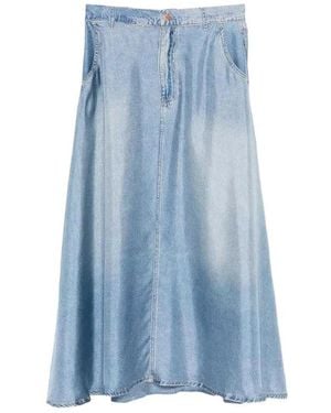 Pierre Louis Mascia Silk Denim Skirt - Blue