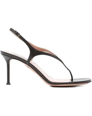 Aquazzura Bikini 75 Leather Thong Sandals - Brown