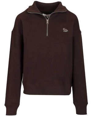 Maison Kitsuné Baby Fox Half-Zip Sweatshirt - Brown