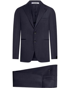 Tagliatore Vesuvio Single-Breasted Herringbone Suit - Blue