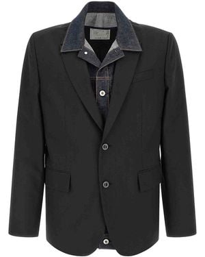 Sacai Denim Insert Blazer - Black