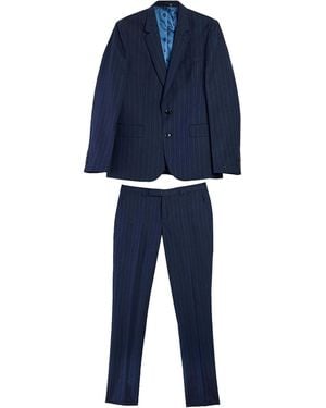 Paul Smith Soho Pinstriped Wool And Linen Suit - Blue