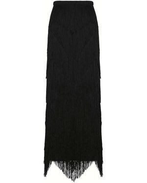 Bless Dara Long Skirt With Fringes - Black