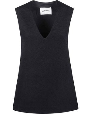 Jil Sander V Neck Sleeveless Top - Black
