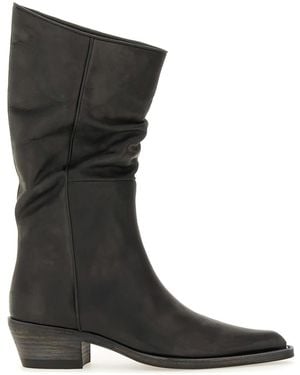 KHAITE Clive Leather Boots - Black