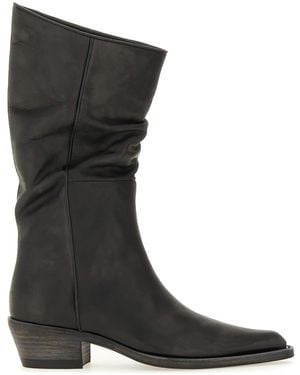 KHAITE Clive Leather Boots - Black
