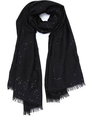 Brunello Cucinelli Sequined Cashmere And Silk Scarf - Black