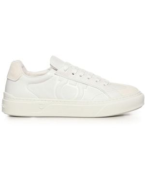 Ferragamo Leather Gancini Sneaker - White