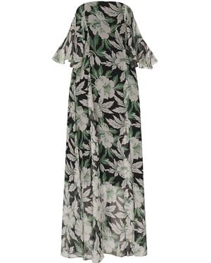 Loewe Floral Print Silk Dress - Gray